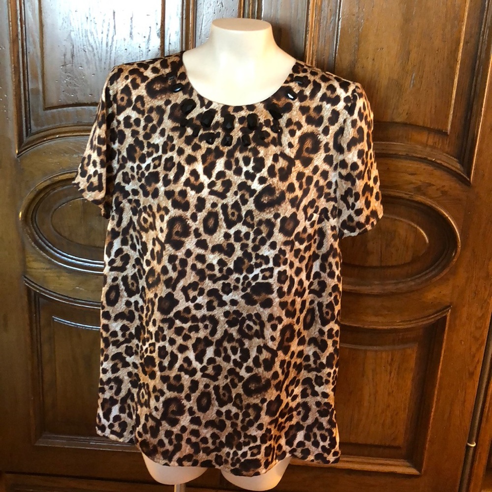 Animal Print Black Jeweled Michael Kors Top!